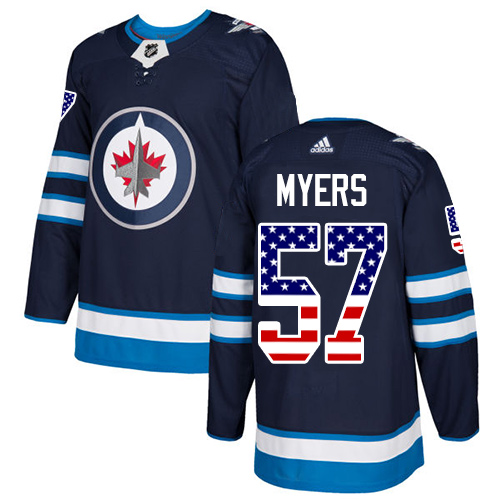 Adidas Jets #57 Tyler Myers Navy Blue Home Authentic USA Flag Stitched NHL Jersey